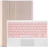 ZKAIAI Cover con Tastiera per iPad 6 Gen 2018/ iPad 5 Gen 2017/ iPad Pro 9.7/ iPad Air 2/ iPad Air 1, Tastiera Retroilluminata 7 Colori Bluetooth Staccabile con Touchpad, Oro+Bianco con Retroilluminata