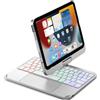 FAYGAOAI Custodia con Tastiera per iPad Mini 7 (2024) & Mini 6 (2021) 8.3, Girevole a 360°, Tastiera Retroilluminata a 7 Colori con Trackpad & Portapenne,Argento