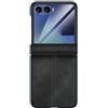 CoolMior Custodia in pelle per Samsung Galaxy Z Flip 7, pellicola protettiva integrata in pelle PU + cover rigida in policarbonato ultra sottile e resistente (nero, Galaxy Z Flip 7)