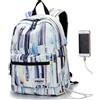 Kinmac Zaino impermeabile da viaggio per computer portatile da viaggio con porta di ricarica USB per computer portatile da 13 e 14 e 15,6 (strisce colorate)