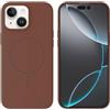 Mixroom - Custodia Cover Case per iPhone 14 Plus/iPhone 15 Plus in Tpu silicone liquido morbido compatibile con MagSafe con cerchio magnetico integrato Marrone C09