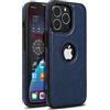 Mixroom - Custodia Cover Case per iPhone 15 PRO Max Case in Eco Pelle Blu e TPU Silicone Morbido di Qualita Ultra Resistente.