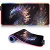 BUBELS Magic Griffin - Tappetino per mouse a LED, personalizzato, misura XXL, con base in gomma antiscivolo, 14 modalità di illuminazione per giocatori, 40 x 90 cm