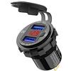 Oikabio Quick Charge 3.0 12V USB Caricabatteria da auto, presa in alluminio con pulsante interruttore e voltmetro digitale rosso, impermeabile