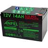 ANFEL 12V 14AH Batteria Ricaricabile al Piombo VRLA Faston F2 6.35mm per allarmi antifurti, sistemi di Sicurezza, Batterie di Ricambio per ups USV, Solar, Solarpanel
