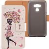 Lankashi Custodia Portafoglio in PU Pelle Caso Guscio Protettiva Cover con Porta Carte Skin Case per ASUS Zenfone 3 Max ZC553KL 5.5 (Umbrella Girl Design)