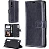 Generico Cover Compatibile con XIAOMI MI 9 LITE (schermo 6.39) MI CC9 M1904F3BG Custodia stand flip LIBRO gel silicone CASE matte PORTAFOGLIO Protezione display magnetica eco pelle porta carte vano card Nero
