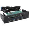 Ejoyous Lettore di Schede Interno da 5,25 Pollici, Interfaccia USB 3.0, Dashboard Multifunzione con 6 Slot per Schede, Porta ESATA e USB 3.1 per l'uso con PC Desktop