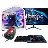 NitroPC - Pack Silver Plus | PC Gaming completo (AMD Ryzen 5 5500 4.2GHz, RTX 3050 8GB, RAM 16GB, M.2 1TB, Windows 11 PRO, RGB | WiFi, Monitor 24, Tastiera, mouse, cuffie) PC desktop (bianco)