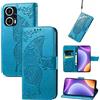 JIUNINE Cover per Poco F5 5G, Custodia Libro in Pelle Portafoglio Case Flip Antiurto con Disegni di Farfalla [Porta Carte] [Magnetica] [Interno TPU] per Poco F5 5G, Blu