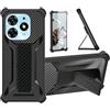 Aroepurt Custodia per Tecno Spark 20 Pro Cover Custodia Case Ibrida [Con protezione dello schermo in vetro temperato] [supporto magnetico pieghevole] [resistente alle impronte digitali smerigliato] Nero
