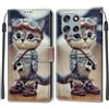 KENHONER Custodia per Motorola Moto G56 5G, gatto | Portafoglio Pelle PU, Magnetica, Resistente Agli Urti, Scomparto Carte Credito, Pieghevole, Flip Libro, Motivo