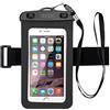 doupi Custodia Impermeabile del Telefono 100x190mm per 4.3 a 7.0 Pollici, Toccare Funzione di Schermo e Uscita Audio per l'uscita Audio per Cuffie Borsa da Spiaggia Fascia da Braccio, Nero