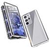 SIMao Custodia Compatibile con Samsung Galaxy S21 Ultra, Adsorbimento Magnetica 360 Gradi Protettiva Metal Bumper Cover Trasparente Vetro Temperato, Case con Protettiva Fotocamera Posteriore,Argento
