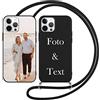 Yoedge Cover con Cordino per Apple iPhone 12 Pro Max Personalizzata 6,7, Custodia con Laccio Collana Personalizzabile con Foto Testi Immagine Personalizzate Nero Custom per iPhone 12 Pro Max Case
