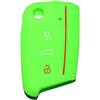 Lage [Portachiave] Guscio Cover Chiave in Silicone per Telecomando Auto Volkswagen Golf (Serie 7) Seat Leon 7 Ibiza 7 Skoda Octavia A7 (vedere compatibilità nelle foto) 3 tasti (VERDE)