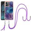 SNCLET Cover con Cordino per Motorola Moto G14 Custodia con Collana Staccabile Regolabile Antiurto TPU Edges PC Back Anti Scratch Custodia Marmo Protettiva Case per Motorola Moto G14,Marmo Blu Viola