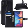 Fertuo Cover Samsung A20e, Custodia Portafoglio Cover a Libro in Pelle Flip Case con Silicone Bumper, Fibbia Magnetica, Porta Carte, Kickstand, per Samsung Galaxy A20e Smartphone, Nero