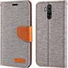 Shantime Custodia Portafoglio Flip in Tessuto Oxford Compatibile con Oukitel K9, Cover Protettiva Magnetica con Slot Carte e Supporto(Grigio)