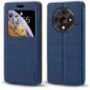 Shantime Custodia Flip in Pelle con Finestra Compatibile con Ulefone Armor X16, Display Visibile, Chiusura Magnetica Invisibile e Slot Carta(Blu)