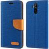 Shantime Custodia Portafoglio Flip in Tessuto Oxford Compatibile con Oukitel K9, Cover Protettiva Magnetica con Slot Carte e Supporto(Blu)