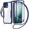 FERLAN Cover per Oppo A6 Pro con Cordino, 360 Gradi Antiurto Custodia con Protezione Schermo Integrata Trasparente Rugged TPU Bumper Doppia Protettiva Cover per Oppo A6 Pro -Blu