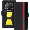 UOGNADGD Custodia in pelle a righe per Blackview Rock 2 Pro 5G - Nero | 6.67 Custodia portafoglio flip con blocchi di colore, chiusura magnetica, supporto e portacarte