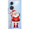 Mixroom - Cover Custodia Case In TPU Silicone Morbida Sfondo Trasparente Per Oppo Reno 10 5G / Oppo Reno 10 Pro 5G Fantasia Babbo Natale Con Bastone Di Zucchero 630