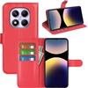 Fertuo Cover per Xiaomi Redmi Note 14 Pro 4G, Custodia Portafoglio Cover a Libro in Pelle Flip Case con Silicone Bumper, Fibbia Magnetica, Porta Carte, Kickstand, Rosso