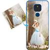 KARTXITAI Cover Personalizzata Compatibile con Motorola Moto E7 Plus con Foto Testi logo,Custodia Morbido TPU Silicone Gel Trasparente Custom Case con Immagine,Testo+1 x Cinturino Universale