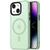 Mixroom - Cover Custodia Bumper Opaco per iPhone 14 Plus/iPhone 15 Plus Compatibile con MagSafe Accessori Cerchio Magnetico Integrato Retro Semitrasparente Bordo Morbido in TPU Silicone Verde chiaro