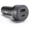 mophie Caricabatteria da auto Dual USB-C + USB-A da 42 W, compatibilità AUX universale, indicatore LED, ricarica rapida, multi-dispositivo
