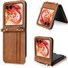 COQUE Custodia per Telefono Motorola Razr 50, Cordino + Custodia a Portafoglio per Biglietti da Visita Multi-Slot, Custodia per Telefono Flip per Motorola Razr 50-Marrone