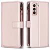 Generic Custodia con cinturino da polso per Samsung Galaxy S21, 9 scomparti per carte di credito, 1 portafoglio in pelle con cerniera, cavalletto con chiusura magnetica, compatibile con Samsung S21 5G da 6,2