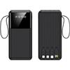 JUDEWY Caricabatterie Portatile Power Bank 20000mAh Display, Ricarica Veloce del Telefono Cellulare, 4 Corde di Alimentazione Mobile (Nero)