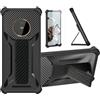 bojioderf Custodia per Gigaset GX6 PRO Cover Custodia Case Ibrida [Con protezione dello schermo in vetro temperato] [supporto magnetico pieghevole] [resistente alle impronte digitali smerigliato] Nero