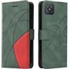 XINNI Cover Protettiva per Oppo Reno 4Z 5G Case, retrò Cellulare Custodia Libro Antiurto in Flip Pelle PU/TPU, Portafoglio Flip Magnetica, Verde