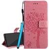 Laybomo Custodia per LG K50 / LG Q60 Cover Portafoglio PU Pelle Borsa con Slot per Schede Magnetico Flip Stand Protettivo Silicone Cover per LG K50 / LG Q60, Albero del Regalo (Rosa)