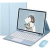 HLTOOP Custodia con Tastiera per Samsung Galaxy Tab A8 10.5 Modello SM-X200 X205 X207, Tastiera Bluetooth Ricaricabile con Touchpad, Portapenne Integrato, Mouse per Tablet,Blu