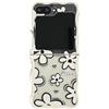 PIQIUZC Custodia protettiva per Samsung Galaxy Z Flip 6 con stampa floreale e cinturino in perline, struttura riccia kawaii, custodia protettiva per Galaxy Z Flip 6 (senza catena)