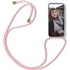 SNCLET per Realme C25Y Trasparente Custodia con Cordino per Realme C25Y Cover Ultra Sottile Morbido TPU Shockproof Coperture Cordino Regolabile Anti Scratch Cover Case per Realme C25Y,Rosa