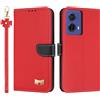 TAUYN Custodia per Motorola Moto G85 / Edge 50 Fusion, PU Pelle Flip Cover Antiurto TPU Custodie, Slot per Schede & Supporto Funzione, con Cordino -Rosso