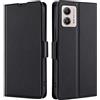 RonRun Cover Motorola Moto G13 4G/G23 4G, Pelle Premium Portafoglio Slot per Schede Chiusura Magnetica Custodia, Cover a Libro Portafoglio per Motorola Moto G13 4G/G23 4G - Nero