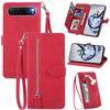 MOJIA Custodia Portafoglio per ZTE Nubia Air, Pelle PU Flip Cover per Telefono con Guscio Interno in TPU, Multifunzione Porta Carte con Cinturino Polso. Rosso