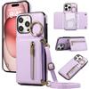 YANJIEER ESONG Cover per Samsung Galaxy A56 5G Portafoglio Case con Cordino Cinturino e Ring,Custodia A Libro In Pelle Flip Cerniera,Caso per Donna Con Porta Carte,Magnetica,Supporto Viola