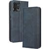 RonRun Cover Motorola Moto G72, Custodia a Libro con Supporto Stand e Slot Porta Carte Case a Portafoglio Magnetica in Pelle PU Adatto per Motorola Moto G72, blu