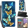 Haninsuze Cover per Samsung Galaxy A32 5G, farfalla dorata | Pelle PU Portafoglio, Porta Carte, Magnetica, Libro, Antiurto Custodia