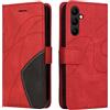 XINNI Cover Protettiva per Samsung Galaxy A35 5G Case, retrò Cellulare Custodia Libro Antiurto in Flip Pelle PU/TPU, Portafoglio Flip Magnetica, Rosso