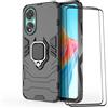 ESTH® Custodia per Oppo A78 4G con 2 Pezzi Pellicola Protettiva, 360° Rotante Staffa [Compatibile con Supporto Magnetico per Auto], Cover Paraurti PC+TPU, Nero