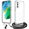 WenBaby Cover Trasparente con Cordino per Samsung Galaxy S21 FE,Custodia con Regolabile Collana per Galaxy S21 FE [Antiurto] [AntiGraffio] [Antiscivolo] Case con Laccio Tracolla, Nero